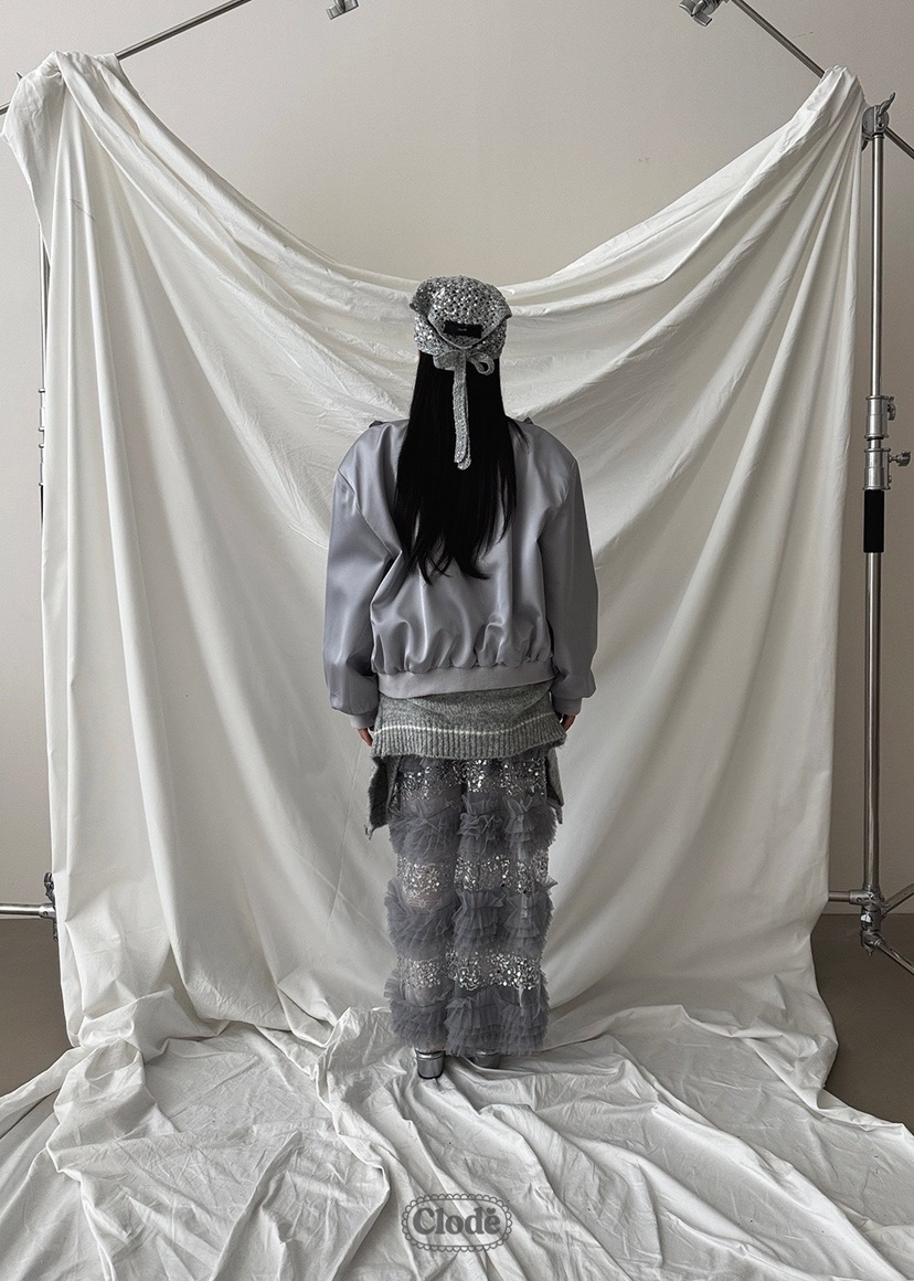 CLODE東大門㊣代購女士新款推薦時尚人氣休閑夾克荷葉邊緞面CLODE夾克