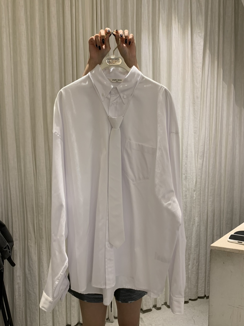 PAPERMOON韓國代購㊣女士新品25秋冬真品人氣襯衫蕾絲衫含領帶paper moon襯衫/蕾絲衫圖色1