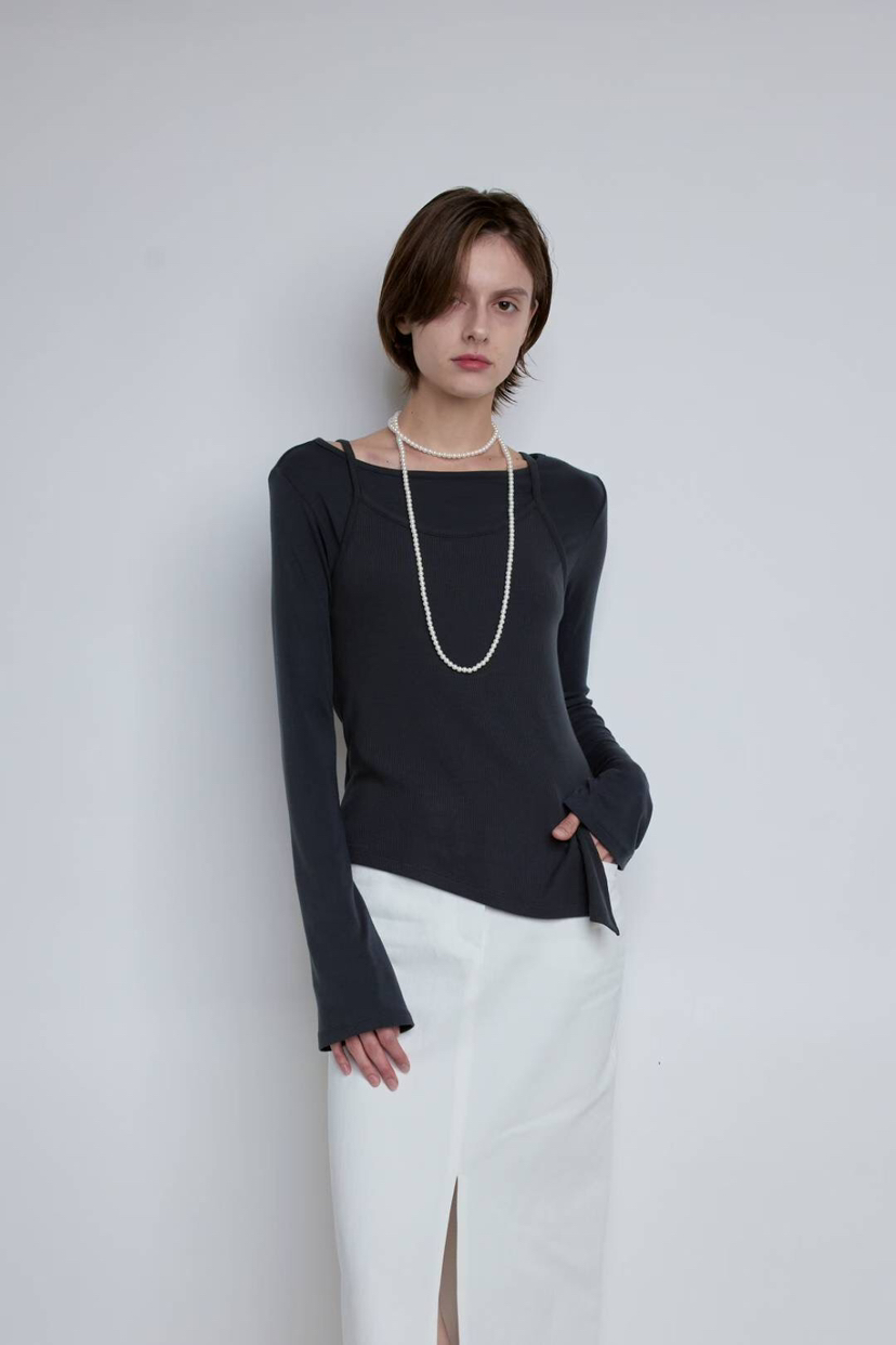 GENTLE B/LOVENTINA東大門㊣代購女士新款25秋冬長袖T恤喇叭GENTLE B/LOVENTINA長袖T恤圖色2