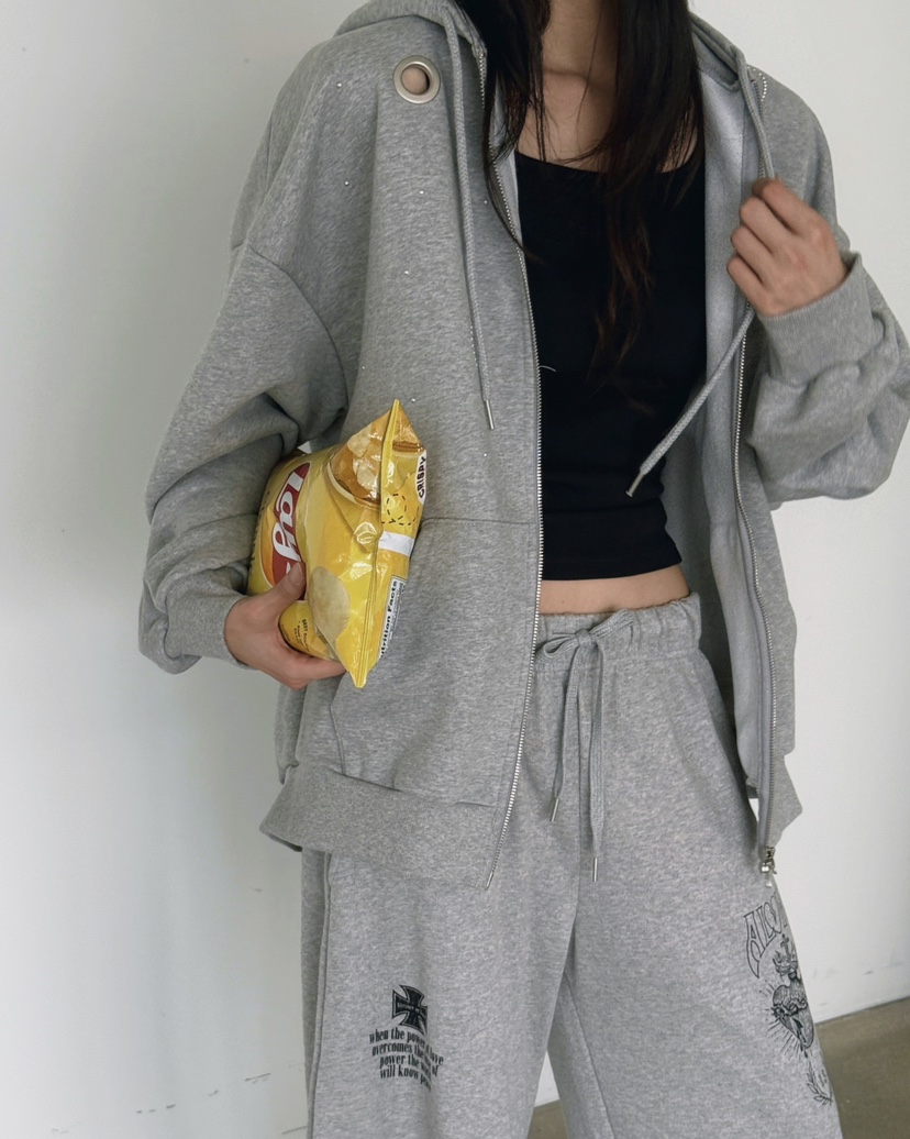 SUGAR CASE東大門㊣代購女裝新款職業休閑25秋冬夾克拉鏈連帽SUGAR CASE夾克