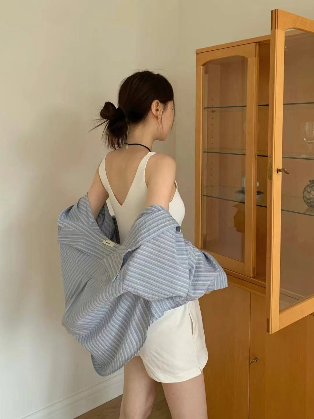 WEARRAW東大門㊣代購女士新款休閑25秋冬襯衫蕾絲衫口袋短款寬松WEARRAW襯衫/蕾絲衫
