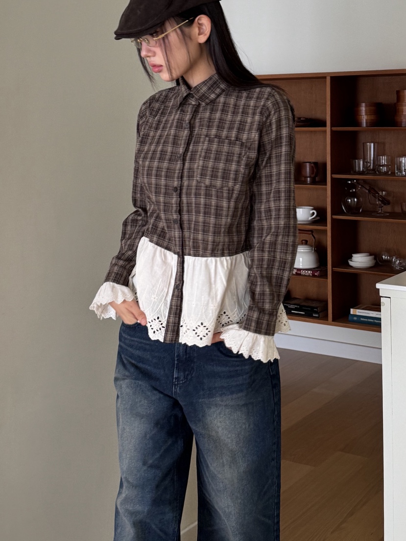 SUNDER MARKET東大門㊣實拍女士新品時尚休閑真品襯衫蕾絲衫SUNDER MARKET襯衫/蕾絲衫