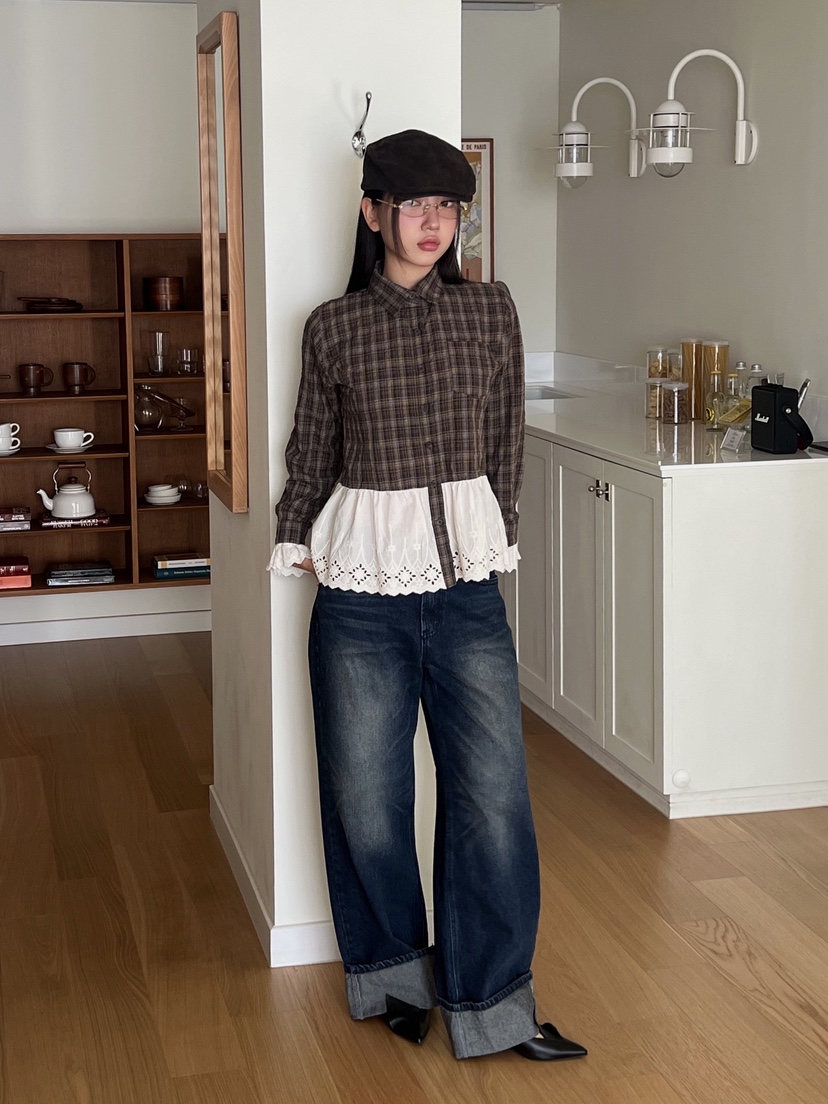 SUNDER MARKET東大門㊣實拍女士新品時尚休閑真品襯衫蕾絲衫SUNDER MARKET襯衫/蕾絲衫