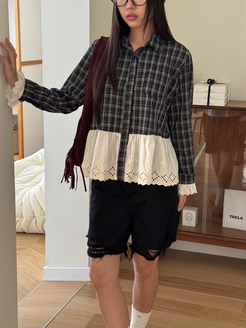 SUNDER MARKET東大門㊣實拍女士新品時尚休閑真品襯衫蕾絲衫SUNDER MARKET襯衫/蕾絲衫