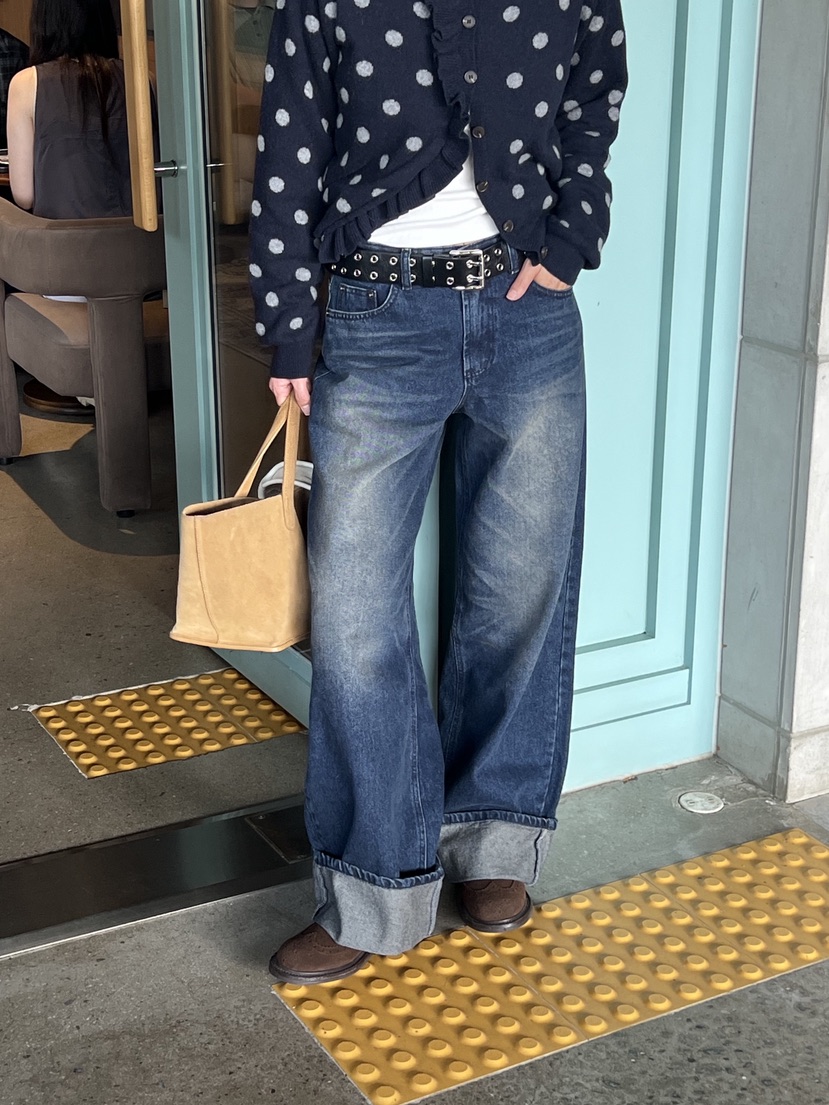 SUNDER MARKET東大門㊣直郵女裝新款休閑推薦牛仔褲不含腰帶SUNDER MARKET牛仔褲