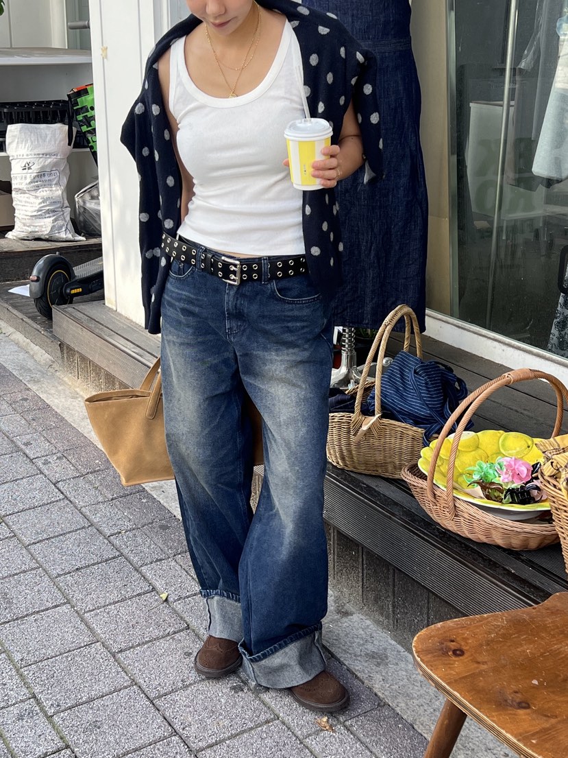 SUNDER MARKET東大門㊣直郵女裝新款休閑推薦牛仔褲不含腰帶SUNDER MARKET牛仔褲