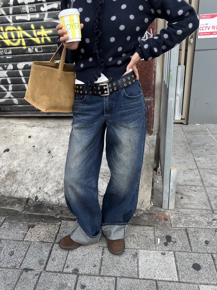 SUNDER MARKET東大門㊣直郵女裝新款休閑推薦牛仔褲不含腰帶SUNDER MARKET牛仔褲