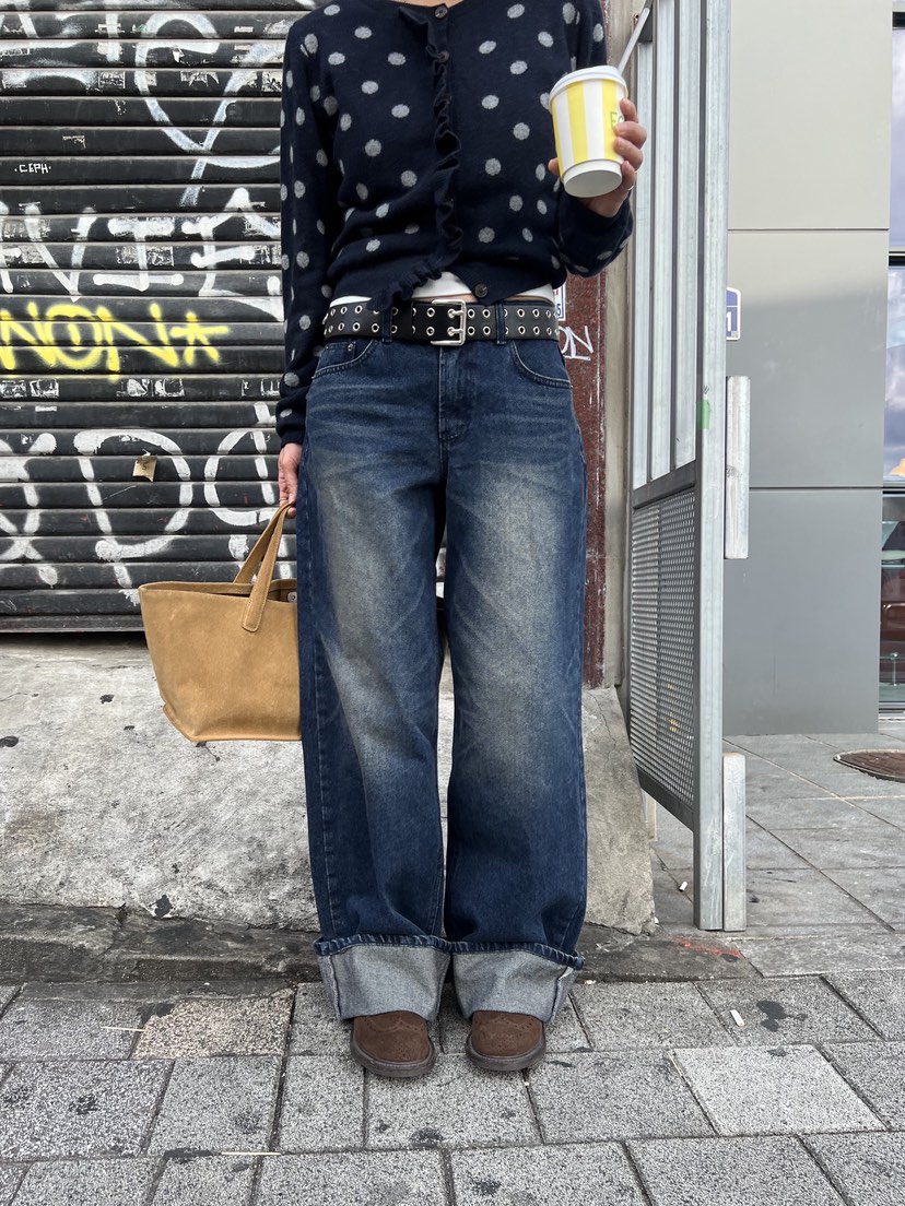 SUNDER MARKET東大門㊣直郵女裝新款休閑推薦牛仔褲不含腰帶SUNDER MARKET牛仔褲圖色1