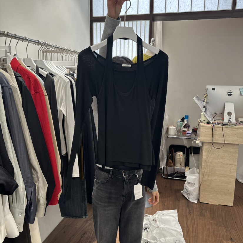 UNDERSTANDING東大門㊣直郵女裝新品25秋冬真品長袖T恤假兩件UNDERSTANDING長袖T恤圖色3