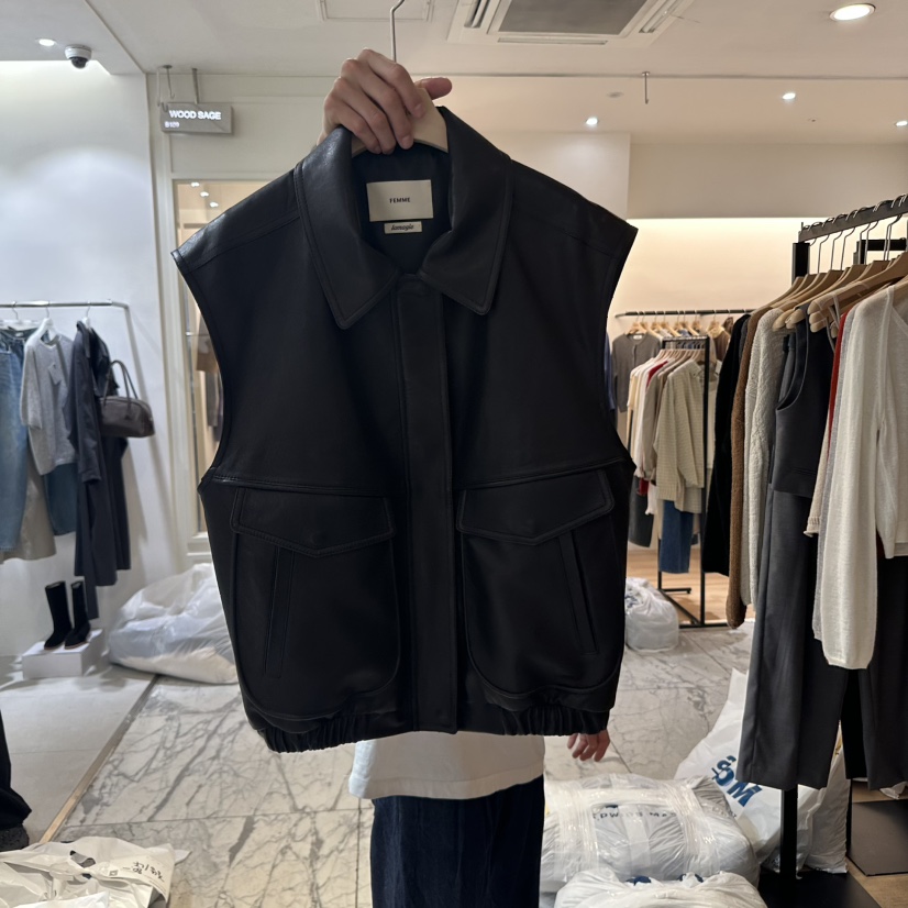 LA MAGIE FEMME韓國代購㊣女士新品25秋冬職業真品馬甲皮革Lamagie Femme馬甲