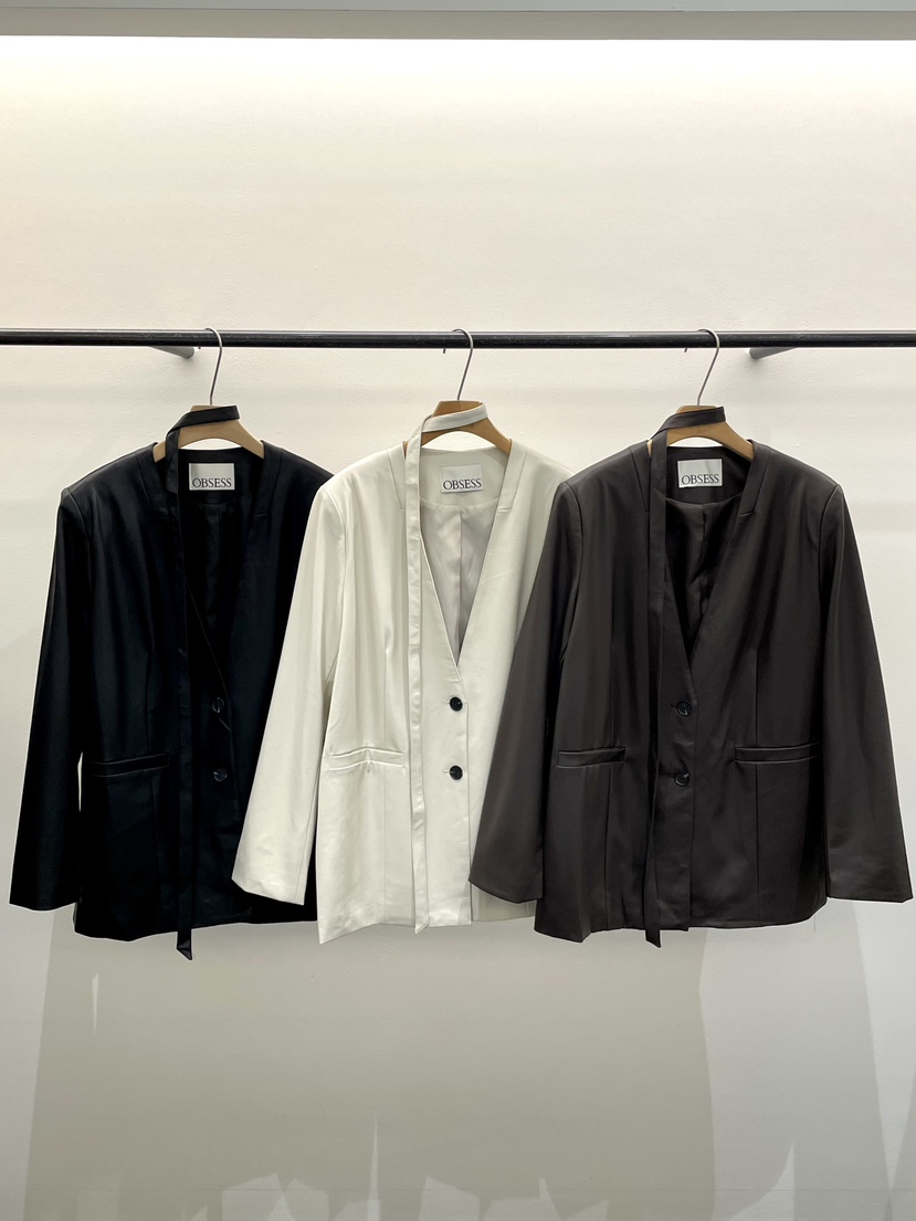 OBSESS東大門㊣代購女士新品熱賣職業25秋冬夾克含脖帶皮革OBSESS/EARLY BIRD夾克
