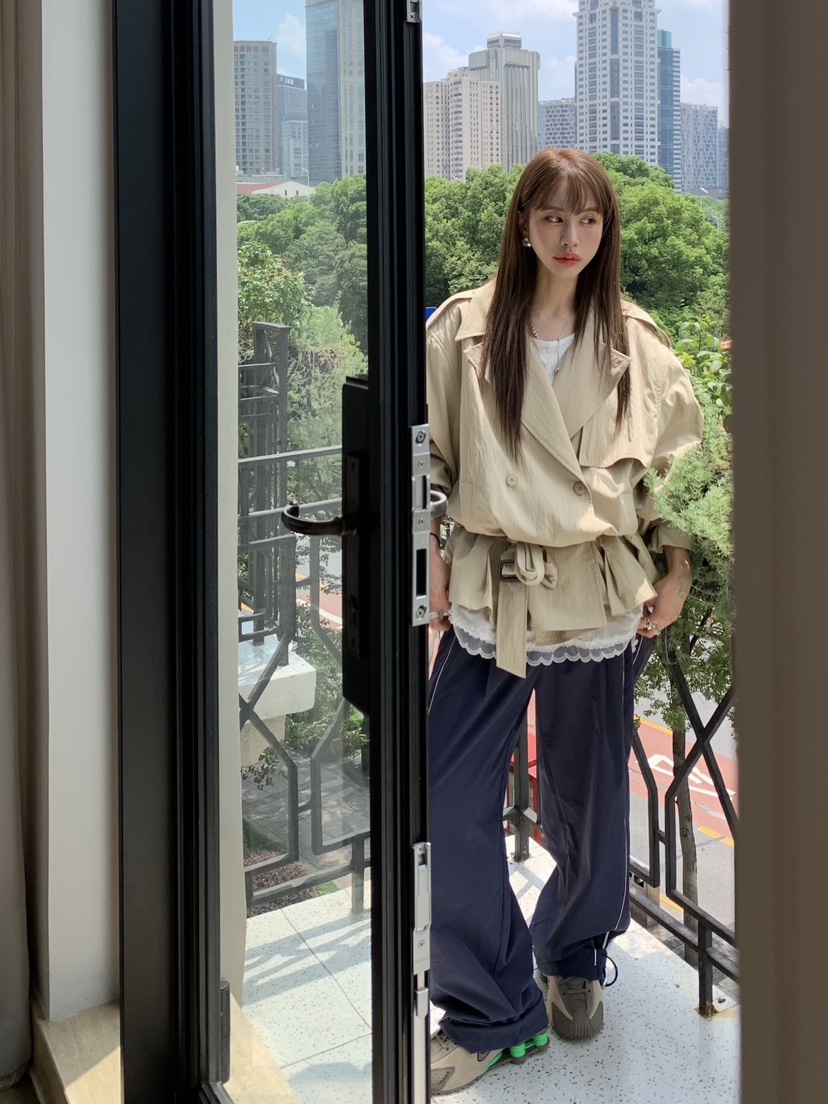 BERTHA東大門㊣直郵女士新品25秋冬休閑職業時尚夾克含腰帶BERTHA夾克