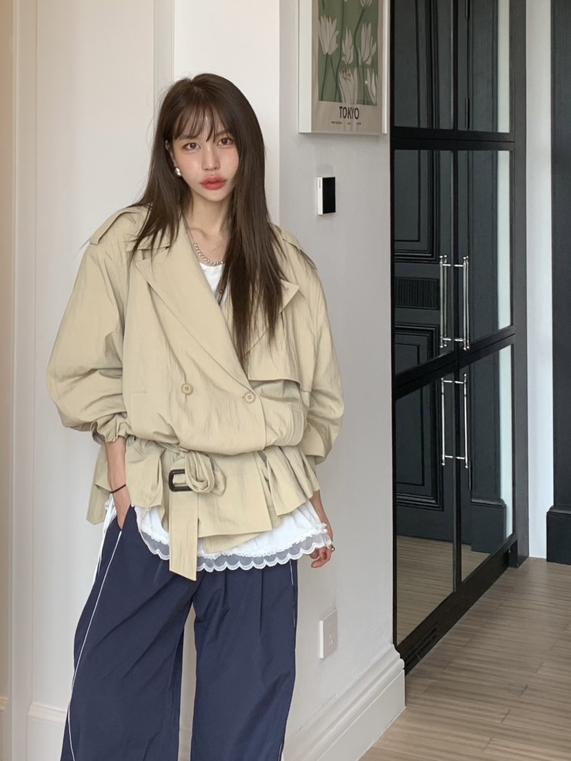 BERTHA東大門㊣直郵女士新品25秋冬休閑職業時尚夾克含腰帶BERTHA夾克
