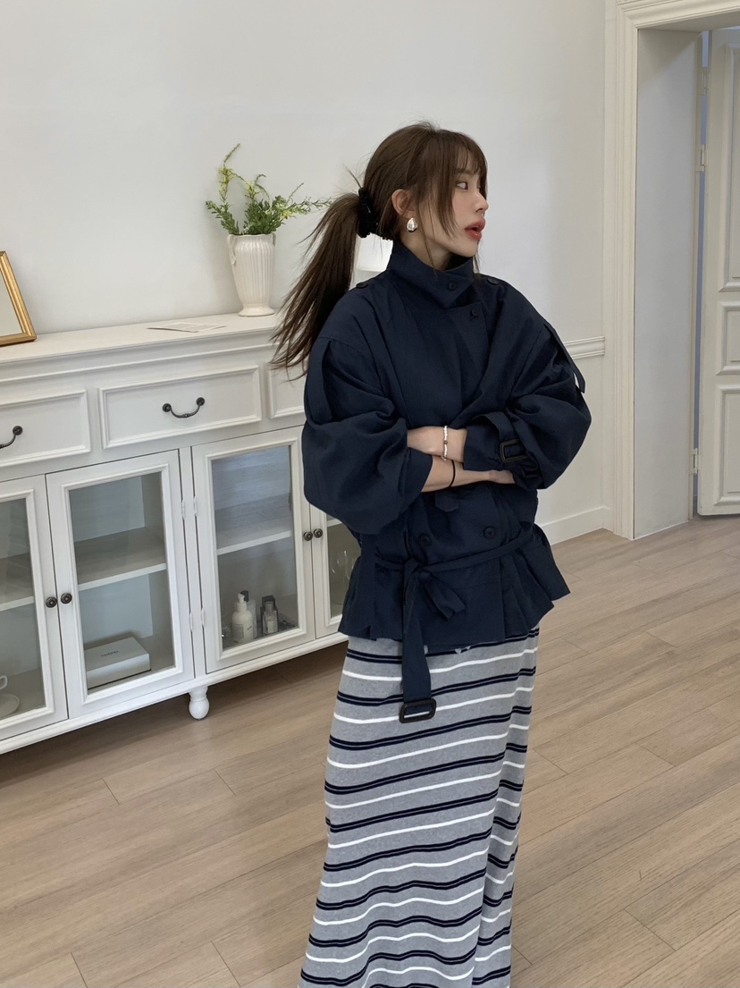 BERTHA東大門㊣直郵女士新品25秋冬休閑職業時尚夾克含腰帶BERTHA夾克