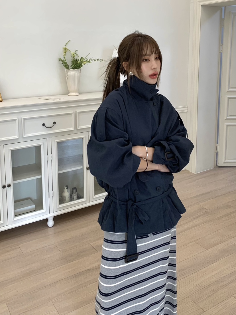 BERTHA東大門㊣直郵女士新品25秋冬休閑職業時尚夾克含腰帶BERTHA夾克