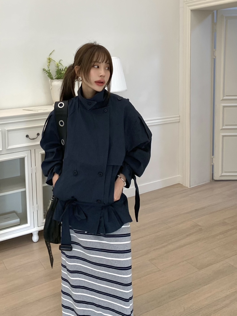 BERTHA東大門㊣直郵女士新品25秋冬休閑職業時尚夾克含腰帶BERTHA夾克