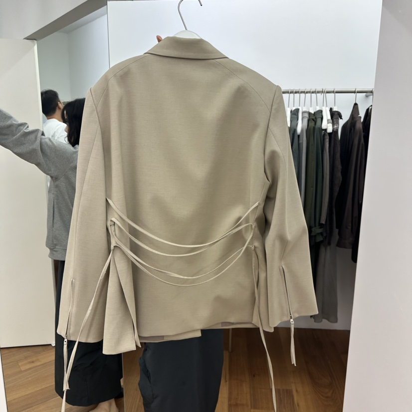 MYNAMEIS東大門㊣代購女裝新品25秋冬熱賣時尚休閑夾克含腰繩MYNAMEIS夾克