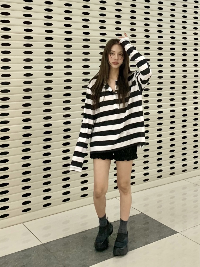 BERTHA東大門㊣實拍女士新品人氣真品25秋冬熱賣長袖T恤條紋BERTHA長袖T恤