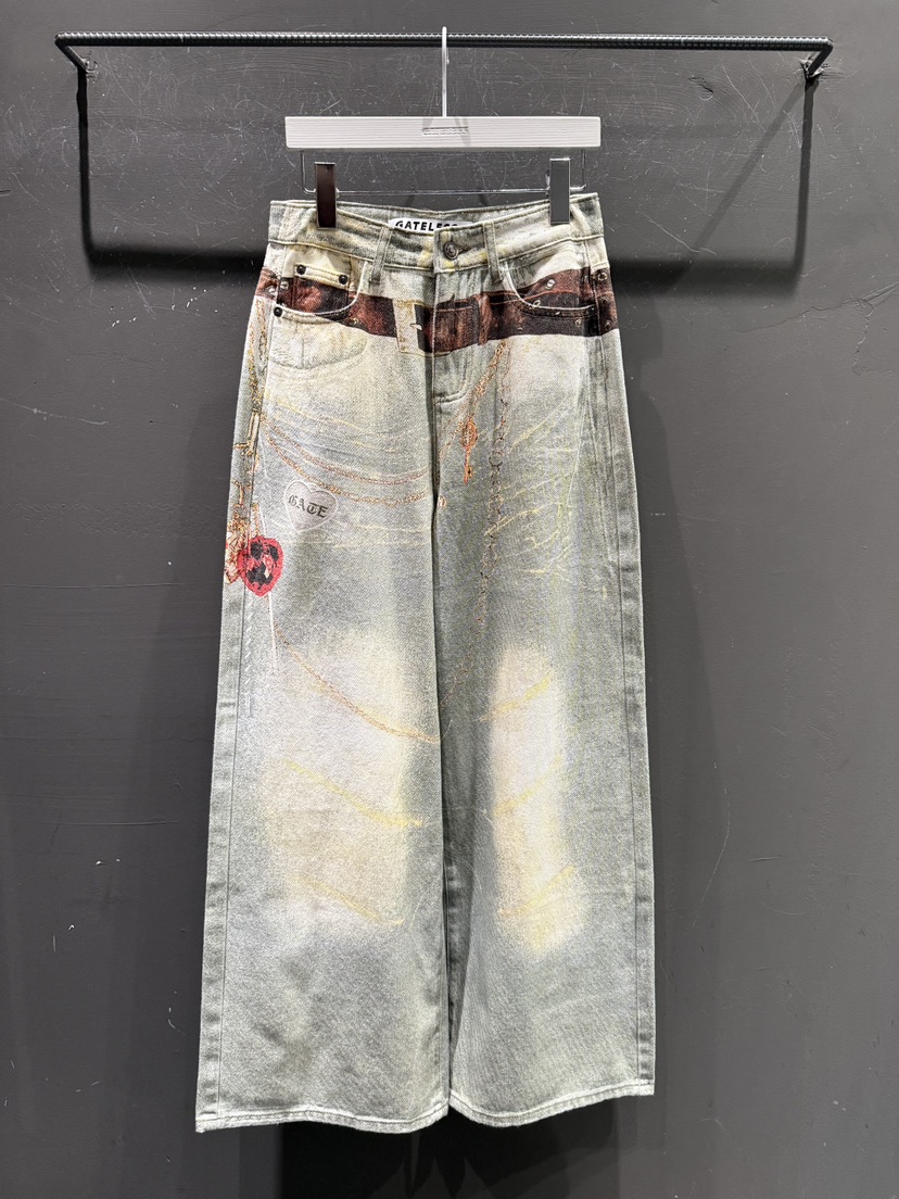 GATELESS東大門㊣實拍女士新品25秋冬休閑真品推薦熱賣牛仔褲GATELESS牛仔褲