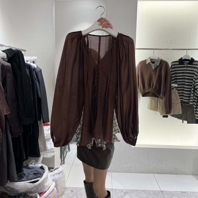 TYCHE韓國代購㊣女裝新品真品熱賣推薦時尚休閑25秋冬襯衫蕾絲衫TYCHE襯衫/蕾絲衫圖色2