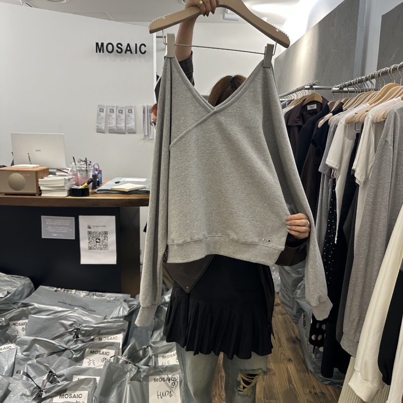 MOSAIC韓國代購㊣女裝新品25秋冬休閑人氣時尚職業真品衛衣MOSAIC衛衣圖色2