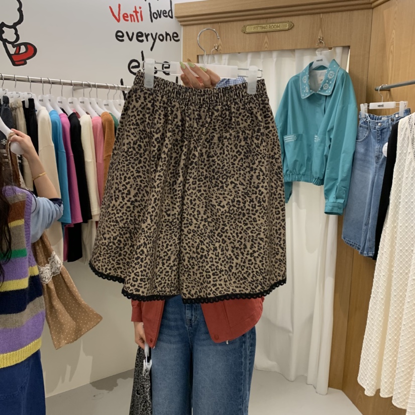 VENTI韓國代購㊣女士新品25秋冬時尚休閑真品職業熱賣短褲豹紋VENTI短褲