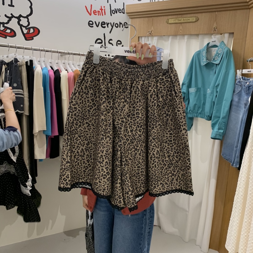 VENTI韓國代購㊣女士新品25秋冬時尚休閑真品職業熱賣短褲豹紋VENTI短褲圖色1