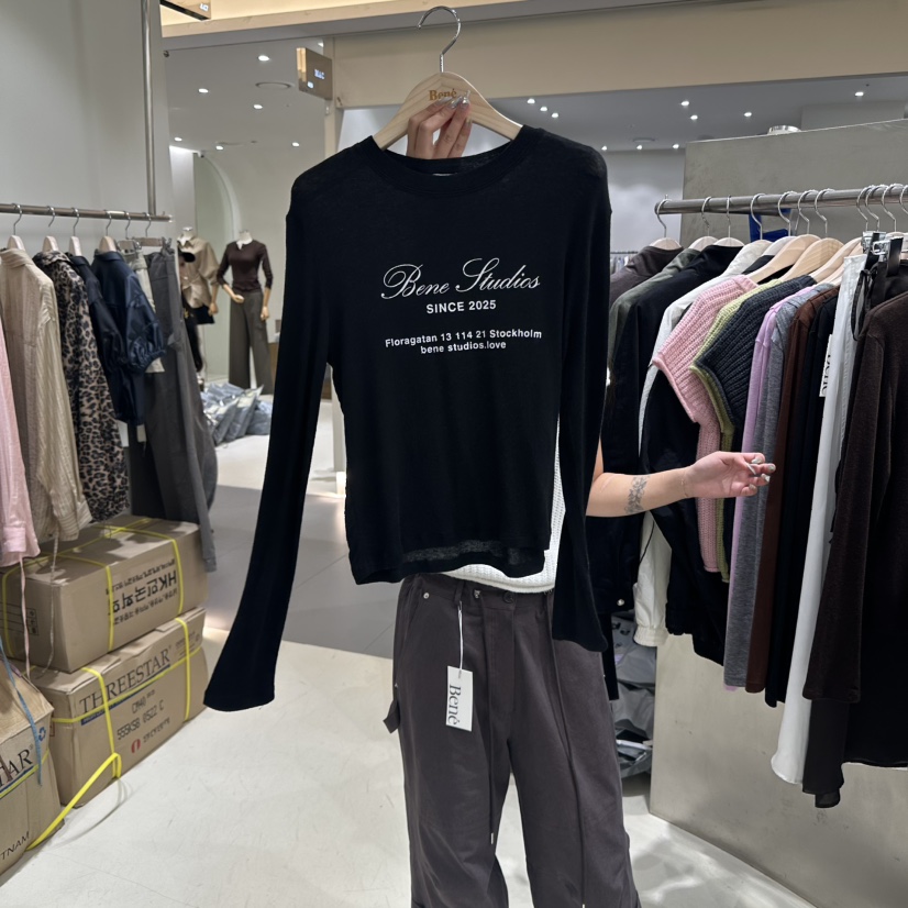 BENE東大門㊣實拍女裝新品休閑時尚人氣推薦熱賣職業長袖T恤BENE長袖T恤圖色4