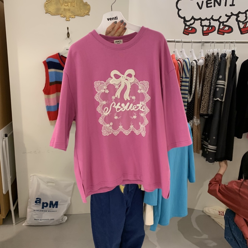 VENTI韓國直郵㊣女裝新款時尚人氣25秋冬熱賣推薦職業真品T恤VENTIT恤圖色3
