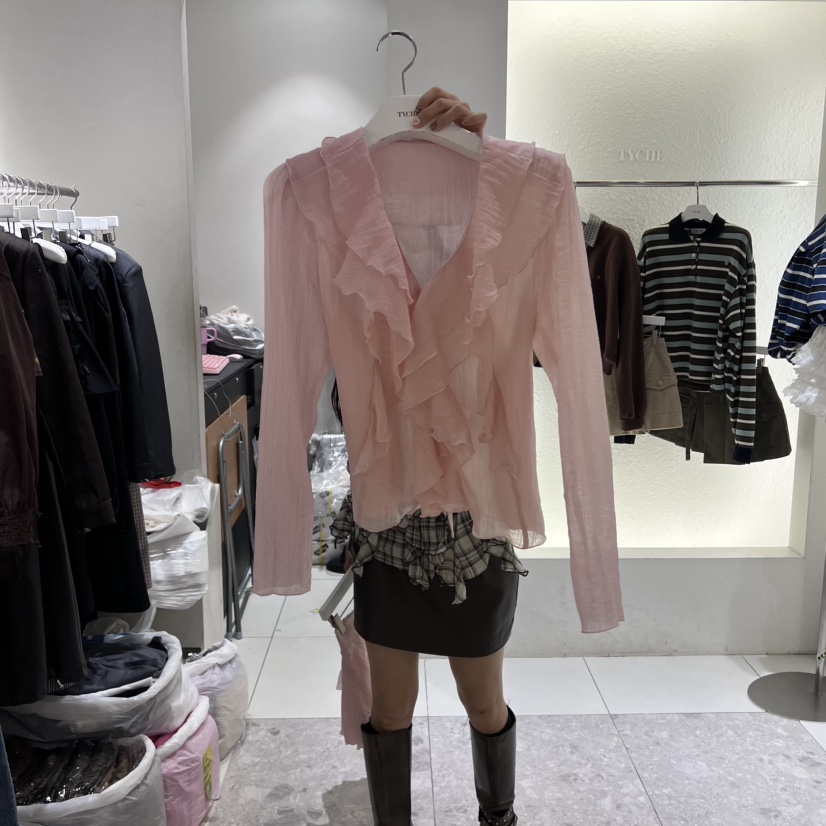 TYCHE東大門㊣代購女士新品人氣真品25秋冬休閑熱賣襯衫蕾絲衫TYCHE襯衫/蕾絲衫圖色2