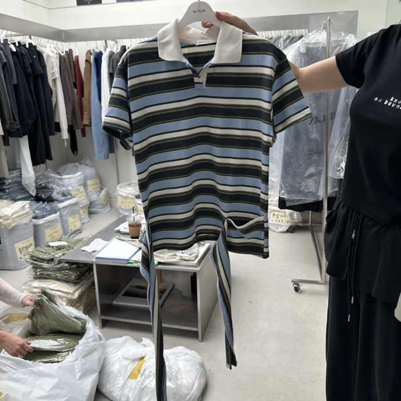 NUTPLAN韓國直郵㊣女裝新款休閑25秋冬熱賣職業真品T恤腰帶NUTPLANT恤圖色2