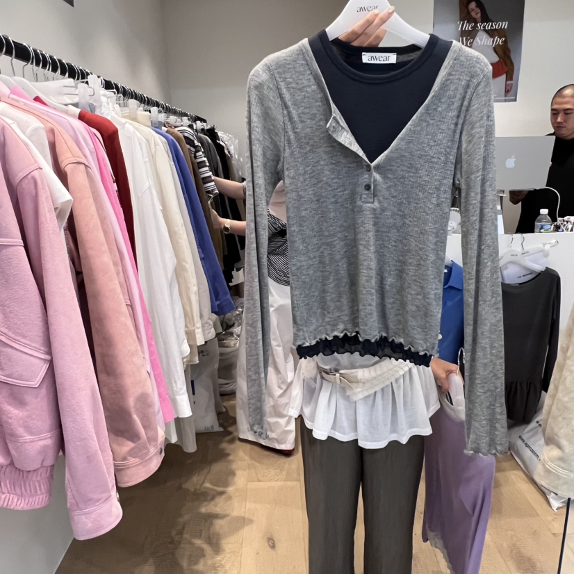 RUMIRU/AWEAR東大門㊣實拍女士新品休閑25秋冬長袖T恤假兩件awear/RUMIRU長袖T恤圖色3
