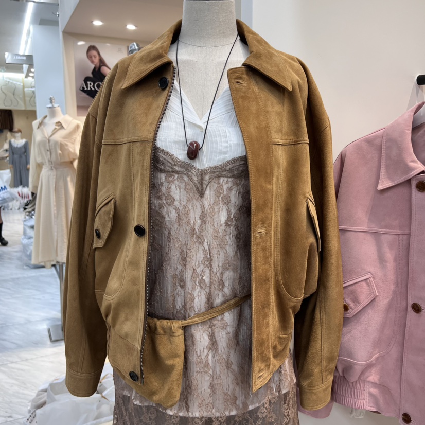 RUMIRU/AWEAR韓國代購㊣女裝新品職業熱賣25秋冬夾克絨面革awear/RUMIRU夾克