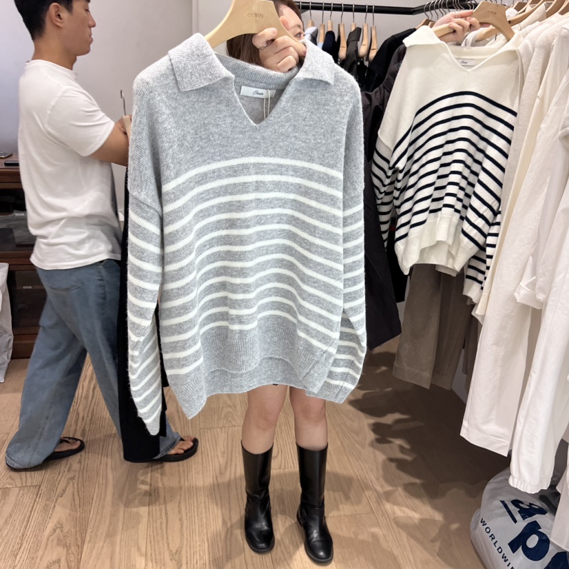OURIN韓國代購㊣女裝新款時尚人氣推薦25秋冬熱賣休閑針織衫OURIN針織衫圖色2