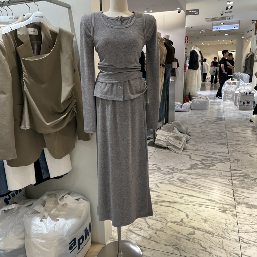 LOVE SOME東大門㊣直郵女裝新品職業熱賣時尚真品休閑長裙絨LOVE SOME長裙