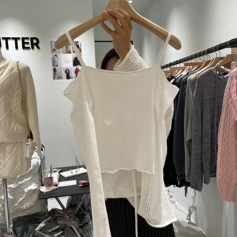 BUTTER-P韓國代購㊣女裝新款人氣休閑真品推薦長袖T恤短款BUTTER-P長袖T恤