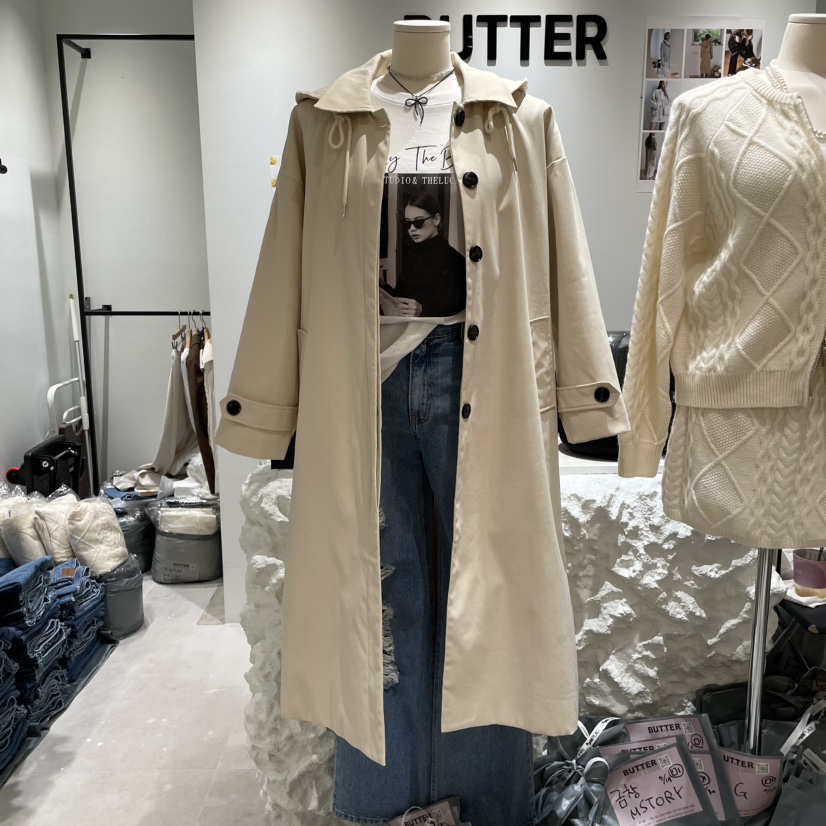 BUTTER-P東大門㊣代購女士新款時尚推薦人氣熱賣職業長款風衣BUTTER-P長款風衣圖色1