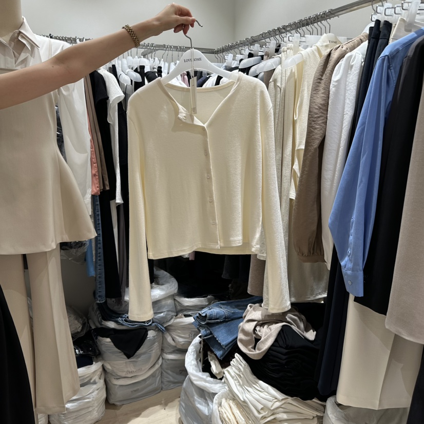 LOVE SOME東大門㊣實拍女裝新品休閑職業長袖T恤開衫紐扣絨LOVE SOME長袖T恤圖色1