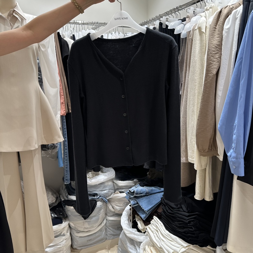 LOVE SOME東大門㊣實拍女裝新品休閑職業長袖T恤開衫紐扣絨LOVE SOME長袖T恤圖色4