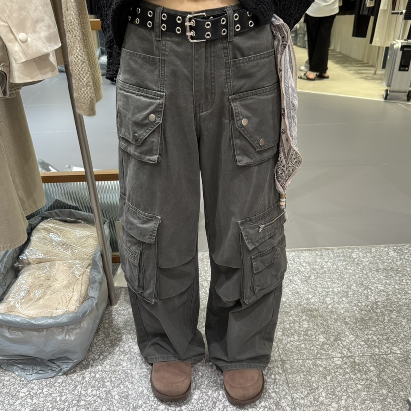 SOF韓國直郵㊣女裝新品休閑時尚真品推薦職業休閑褲工裝褲口袋SOF休閑褲
