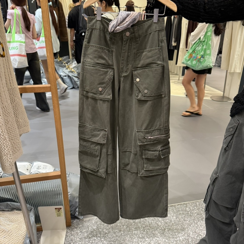 SOF韓國直郵㊣女裝新品休閑時尚真品推薦職業休閑褲工裝褲口袋SOF休閑褲圖色2