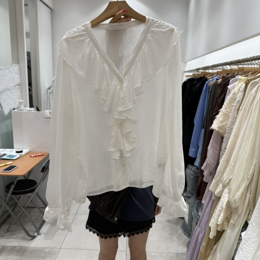 XPARTY東大門㊣代購女裝新品休閑職業推薦熱賣襯衫蕾絲衫V領XPARTY襯衫/蕾絲衫
