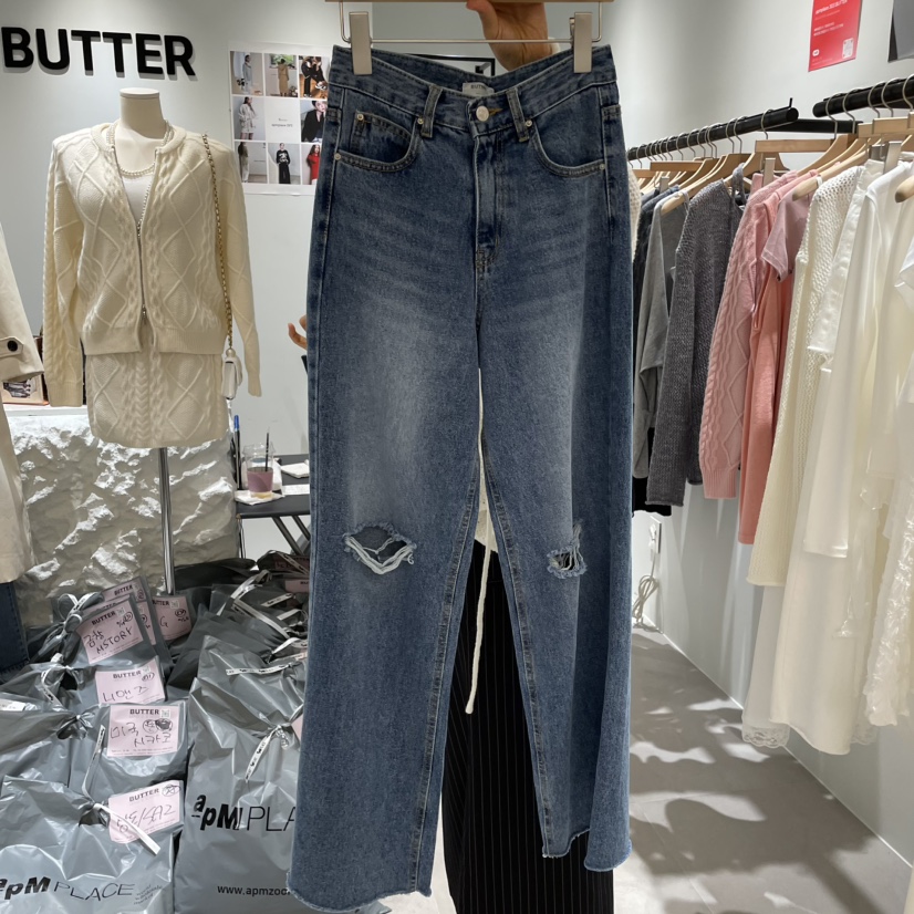 BUTTER-P韓國直郵㊣女裝新款推薦熱賣休閑25秋冬真品牛仔褲BUTTER-P牛仔褲圖色1