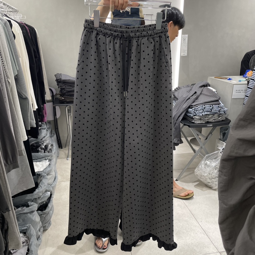 ANDE韓國代購㊣女裝新款真品熱賣休閑職業25秋冬休閑褲荷葉邊Ande休閑褲