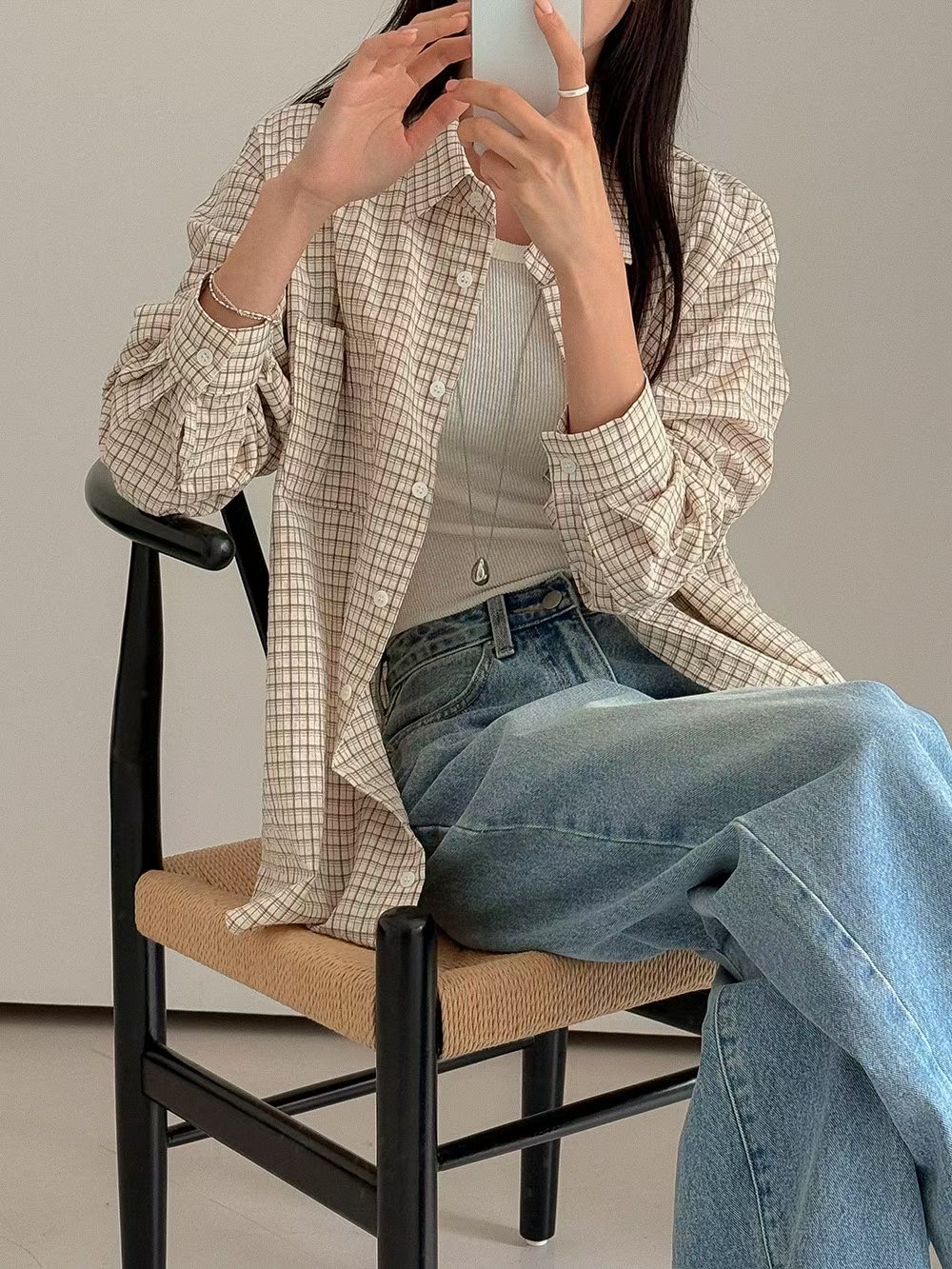 STITCH東大門㊣代購女裝新品休閑25秋冬真品襯衫蕾絲衫格紋BACCARAT-2件起襯衫/蕾絲衫