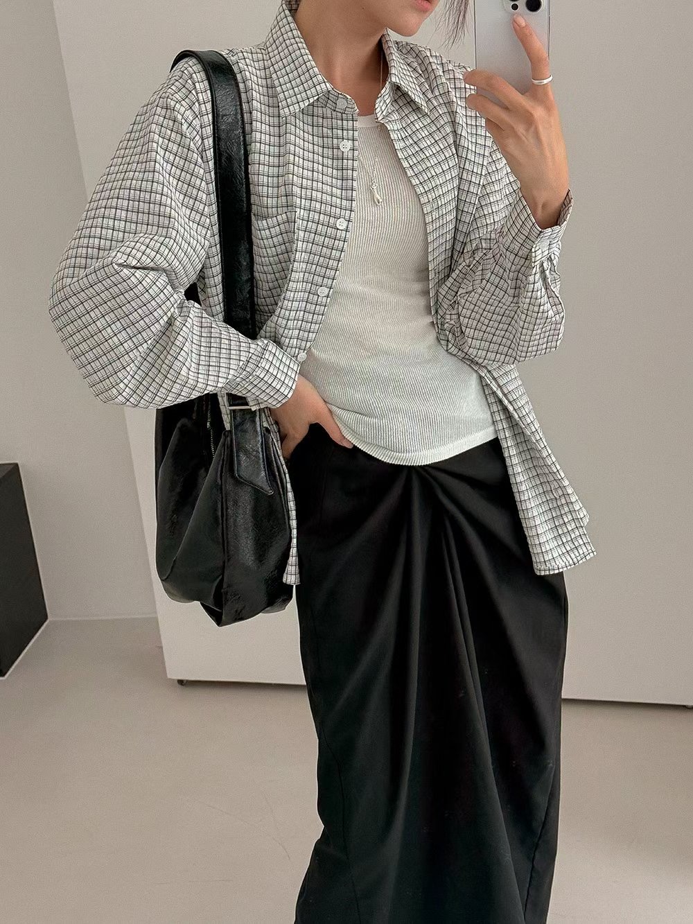 STITCH東大門㊣代購女裝新品休閑25秋冬真品襯衫蕾絲衫格紋BACCARAT-2件起襯衫/蕾絲衫圖色2