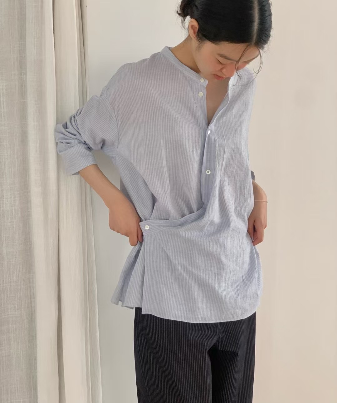 WEATHER韓國代購㊣女裝新品休閑25秋冬職業人氣推薦襯衫蕾絲衫GOBSLMURI-ot襯衫/蕾絲衫