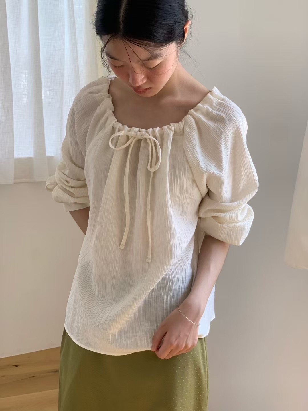 WEATHER東大門㊣代購女裝新款休閑人氣推薦25秋冬襯衫蕾絲衫GOBSLMURI-ot襯衫/蕾絲衫