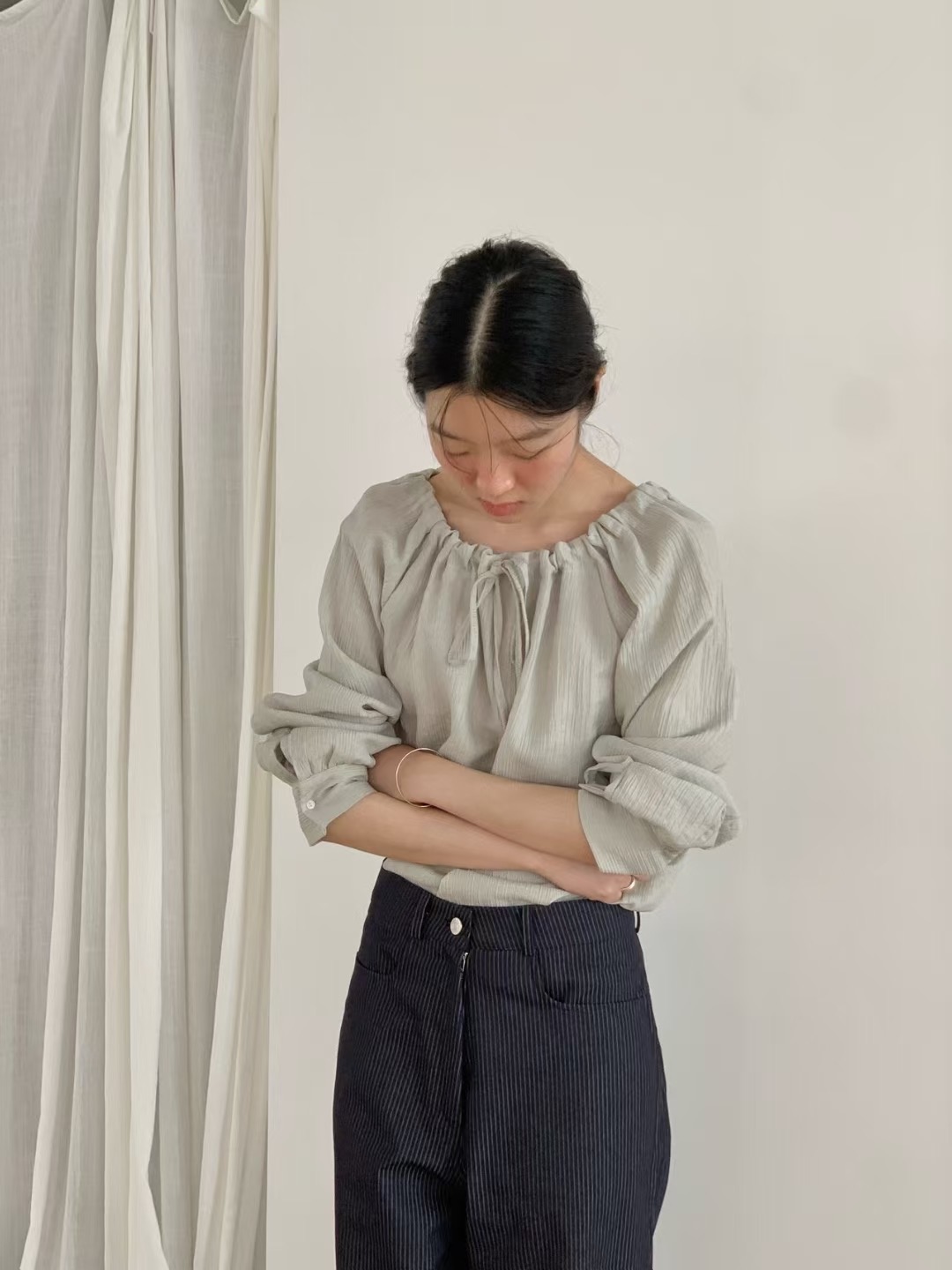 WEATHER東大門㊣代購女裝新款休閑人氣推薦25秋冬襯衫蕾絲衫GOBSLMURI-ot襯衫/蕾絲衫圖色2
