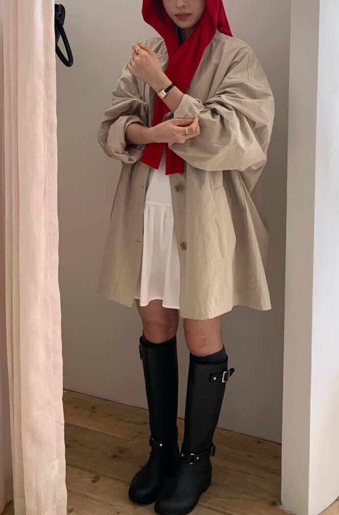 OLA韓國直郵㊣女士新品推薦休閑25秋冬人氣職業熱賣長款風衣mellor/OLA長款風衣